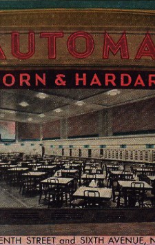I still regret that I never made it to Horn and Hardart. As a kid I was obsessed with the idea that there was a restaurant where you could put your money in a slot and open a little door to get your food. Even hot food. It just seemed like such a great thing. Unfortunately, it closed in 1991 and somehow I never quite got there. So, instead, I let Finn and June have it as a special place in the book.